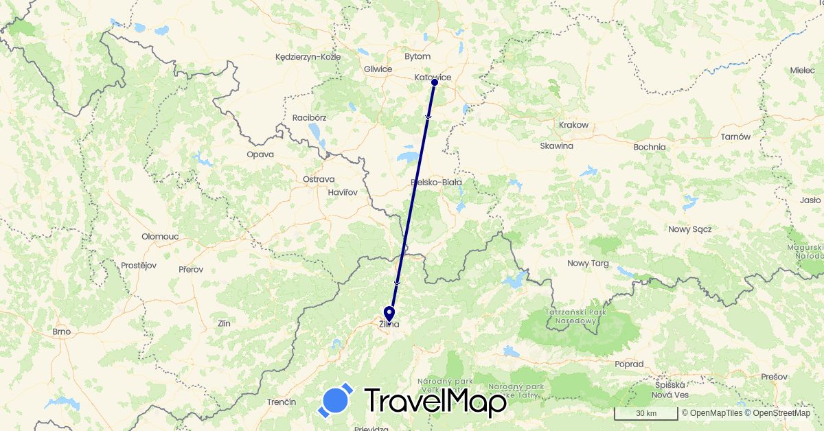 TravelMap itinerary: driving in Niue, Slovakia (Europe, Oceania)